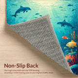 Ultra Soft Area Rug, Non Slip, Stain Resistant, Washable Area Rugs for Living Room, Bedroom, Underwater Adventure Kids Rug Featuring Colorful Sea Creatures Design(Blue)