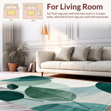 Modern Botanical Bath Rug Abstract Leaf Print for Bathroom(Teal)