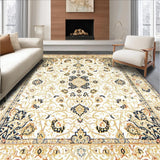 Ultra Soft Area Rug, Non Slip, Stain Resistant, Washable Area Rugs for Living Room, Bedroom, Heritage Inspired Area With Traditional Ornamental Motifs(White)