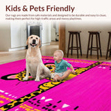 Ultra Soft Area Rug, Non Slip, Stain Resistant, Washable Area Rugs for Living Room, Bedroom, Cute Cartoon Leopard Decorative Flair(Pink)