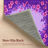 Ultra Soft Area Rug, Non Slip, Stain Resistant, Washable Area Rugs for Living Room, Bedroom, Feminine Round Petal Aesthetic(Purple)
