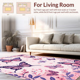 Ultra Soft Area Rug, Non Slip, Stain Resistant, Washable Area Rugs for Living Room, Bedroom, Radiant Kids' Nature Wonderland(Pink)