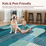 Ultra Soft Area Rug, Non Slip, Stain Resistant, Washable Area Rugs for Living Room, Bedroom, Elegant Grey Toned Minimalist Artwork(Blue)