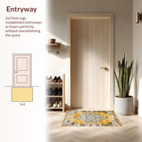 Ultra Soft Area Rug, Non Slip, Stain Resistant, Washable Area Rugs for Living Room, Bedroom, Elegant Distressed Artful Arrangement(Yellow)