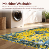 Ultra Soft Area Rug, Non Slip, Stain Resistant, Washable Area Rugs for Living Room, Bedroom, Artistic Rustic Medallion Style(Yellow)