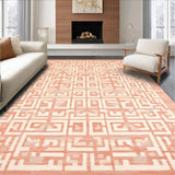 Ultra Soft Area Rug, Non Slip, Stain Resistant, Washable Area Rugs for Living Room, Bedroom, Chic Pastel Lattice Geometric Design(Orange)