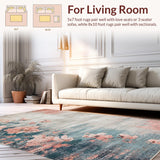 Ultra Soft Area Rug, Non Slip, Stain Resistant, Washable Area Rugs for Living Room, Bedroom, Boho Chic Area Rug: Abstract Floral Design(Gray)