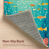 Ultra Soft Area Rug, Non Slip, Stain Resistant, Washable Area Rugs for Living Room, Bedroom, Underwater World Playmat Oceanic Creatures Area Rug for Playtime Fun(Blue)