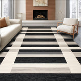Ultra Soft Area Rug, Non Slip, Stain Resistant, Washable Area Rugs for Living Room, Bedroom, Sophisticated Striped Artful Arrangement(Beige)