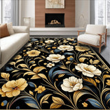 Ultra Soft Area Rug, Non Slip, Stain Resistant, Washable Area Rugs for Living Room, Bedroom, Contemporary Black and White Floral(Black)
