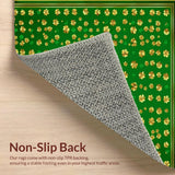 Ultra Soft Area Rug, Non Slip, Stain Resistant, Washable Area Rugs for Living Room, Bedroom, Rustic Four-Leaf Clover Motif(Green)