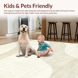 Ultra Soft Area Rug, Non Slip, Stain Resistant, Washable Area Rugs for Living Room, Bedroom, Serene Circular Plush Harmony(Beige)