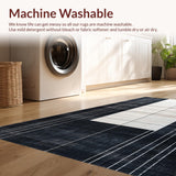 Ultra Soft Area Rug, Non Slip, Stain Resistant, Washable Area Rugs for Living Room, Bedroom, Chic Onyx and Chalk Stripe Floor Rug(Black)