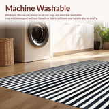 Ultra Soft Area Rug, Non Slip, Stain Resistant, Washable Area Rugs for Living Room, Bedroom, Bold Black & White Stripe Rug: Modern Geometric Entryway Carpet(Black)