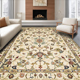 Ultra Soft Area Rug, Non Slip, Stain Resistant, Washable Area Rugs for Living Room, Bedroom, Rustic Neutral Botanical Motif(Beige)