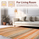 Ultra Soft Area Rug, Non Slip, Stain Resistant, Washable Area Rugs for Living Room, Bedroom, Rich Geometric Textured Statement Piece(Orange)