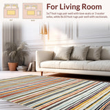 Ultra Soft Area Rug, Non Slip, Stain Resistant, Washable Area Rugs for Living Room, Bedroom, Vibrant Eclectic Boho Patterned Accent(Yellow)