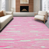 Ultra Soft Area Rug, Non Slip, Stain Resistant, Washable Area Rugs for Living Room, Bedroom, Eclectic Modern Striped Visuals(Pink)