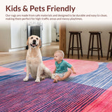 Ultra Soft Area Rug, Non Slip, Stain Resistant, Washable Area Rugs for Living Room, Bedroom, Dynamic Modern Boho Colorful Pattern(Pink)