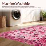 Ultra Soft Area Rug, Non Slip, Stain Resistant, Washable Area Rugs for Living Room, Bedroom, Pastel Botanical Kids Room Non-Slip Carpet(Pink)
