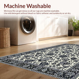 Ultra Soft Area Rug, Non Slip, Stain Resistant, Washable Area Rugs for Living Room, Bedroom, Luxurious Black and Grey Medallion(Beige)