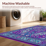 Ultra Soft Area Rug, Non Slip, Stain Resistant, Washable Area Rugs for Living Room, Bedroom, Vibrant Paisley Design Area Rug(Purple)