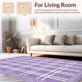 Ultra Soft Area Rug, Non Slip, Stain Resistant, Washable Area Rugs for Living Room, Bedroom, Contemporary Abstract Lattice Style(Purple)