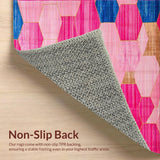 Ultra Soft Area Rug, Non Slip, Stain Resistant, Washable Area Rugs for Living Room, Bedroom, Dynamic Colorful Linear Motif(Pink)