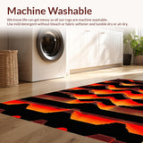 Ultra Soft Area Rug, Non Slip, Stain Resistant, Washable Area Rugs for Living Room, Bedroom, Sizzling Vibrant Lava Inspired Geometry(Red)