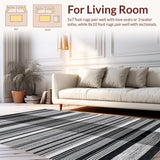 Ultra Soft Area Rug, Non Slip, Stain Resistant, Washable Area Rugs for Living Room, Bedroom, Classic Monochrome Striped Flat Weave Rug with Reversible Farmhouse Design(Black)