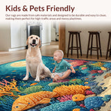 Ultra Soft Area Rug, Non Slip, Stain Resistant, Washable Area Rugs for Living Room, Bedroom, Sea World ABC Play Carpet: Ocean Animal Alphabet Learning Rug(Blue)