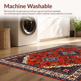 Ultra Soft Area Rug, Non Slip, Stain Resistant, Washable Area Rugs for Living Room, Bedroom, Artistic Distressed Geometric Fusion(Red)