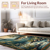 Ultra Soft Area Rug, Non Slip, Stain Resistant, Washable Area Rugs for Living Room, Bedroom, Vibrant Wildlife Scene with Bass(Brown)