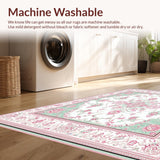Ultra Soft Area Rug, Non Slip, Stain Resistant, Washable Area Rugs for Living Room, Bedroom, Ornate Floral Fluffy for Nursery(White)