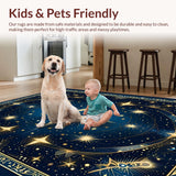 Ultra Soft Area Rug, Non Slip, Stain Resistant, Washable Area Rugs for Living Room, Bedroom, Luxurious Night Sky Medallion(Blue)
