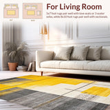 Ultra Soft Area Rug, Non Slip, Stain Resistant, Washable Area Rugs for Living Room, Bedroom, Contemporary Bold Geometric Fusion(Yellow)