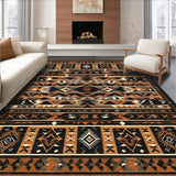 Ultra Soft Area Rug, Non Slip, Stain Resistant, Washable Area Rugs for Living Room, Bedroom, Elegant Monochrome Tribal Design(Black)