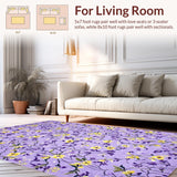 Ultra Soft Area Rug, Non Slip, Stain Resistant, Washable Area Rugs for Living Room, Bedroom, Pastel Purple Trellis Inspired Decor(Purple)