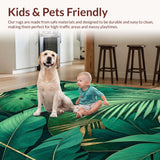 Ultra Soft Area Rug, Non Slip, Stain Resistant, Washable Area Rugs for Living Room, Bedroom, Modern Tropical Floral Style(Green)