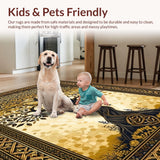 Ultra Soft Area Rug, Non Slip, Stain Resistant, Washable Area Rugs for Living Room, Bedroom, Celtic Inspired Natural Tones(Gold)