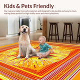 Ultra Soft Area Rug, Non Slip, Stain Resistant, Washable Area Rugs for Living Room, Bedroom, Whimsical Abstract Floral Echo(Yellow)