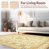 Ultra Soft Area Rug, Non Slip, Stain Resistant, Washable Area Rugs for Living Room, Bedroom, Rustic Ogee Shape Arrangement(Beige)