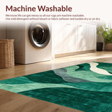 Ultra Soft Area Rug, Non Slip, Stain Resistant, Washable Area Rugs for Living Room, Bedroom, Sleek Blue-Gray Linear Arrangement(Green)