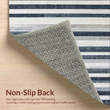 Ultra Soft Area Rug, Non Slip, Stain Resistant, Washable Area Rugs for Living Room, Bedroom, Contemporary Black White Stripe Carpet:  Linear Geometric Rug(Gray)