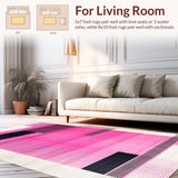 Ultra Soft Area Rug, Non Slip, Stain Resistant, Washable Area Rugs for Living Room, Bedroom, Eye-Catching Pink Black Artistic Blend(Pink)