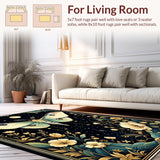 Ultra Soft Area Rug, Non Slip, Stain Resistant, Washable Area Rugs for Living Room, Bedroom, Chic Vintage Botanical Aesthetic(White)