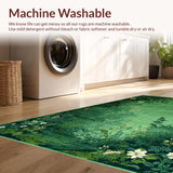Ultra Soft Area Rug, Non Slip, Stain Resistant, Washable Area Rugs for Living Room, Bedroom, Elegant Nature-Inspired Floral Print(Green)