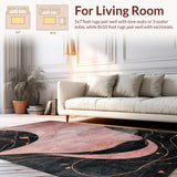 Ultra Soft Area Rug, Non Slip, Stain Resistant, Washable Area Rugs for Living Room, Bedroom, Sweet Bow Decor Rug with Artistic Curvy Bow Design and Chic Preppy Graphics(Pink)