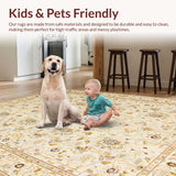 Ultra Soft Area Rug, Non Slip, Stain Resistant, Washable Area Rugs for Living Room, Bedroom, Elegant Vintage Botanical Arrangement(Beige)