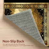 Ultra Soft Area Rug, Non Slip, Stain Resistant, Washable Area Rugs for Living Room, Bedroom, Elegant Low Pile Botanical Touch(Gold)